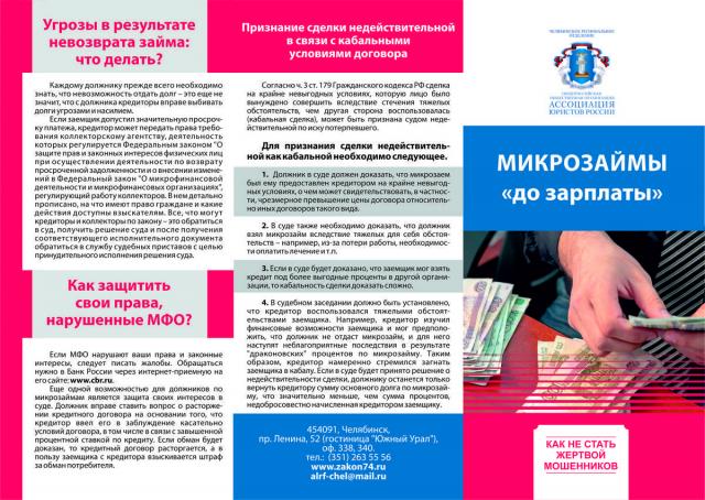 В Челябинске выпустили буклет про микрокредиты